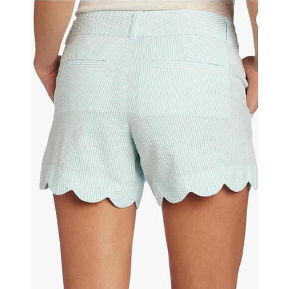 Lilly Pulitzer Buttercup Shorts – Shorely Blue Lucky Seersucker, Scalloped Hem - Picture 2 of 6